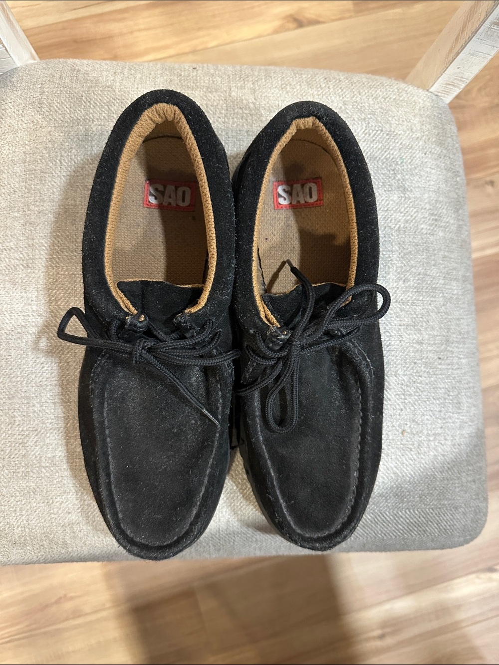 Stacy Adams Black Suede Moc Toe Lace-Up Loafers